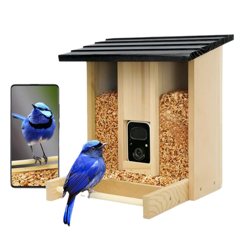 Gardening Tools With Definition - Bamboo wood intelligent bird feeder with