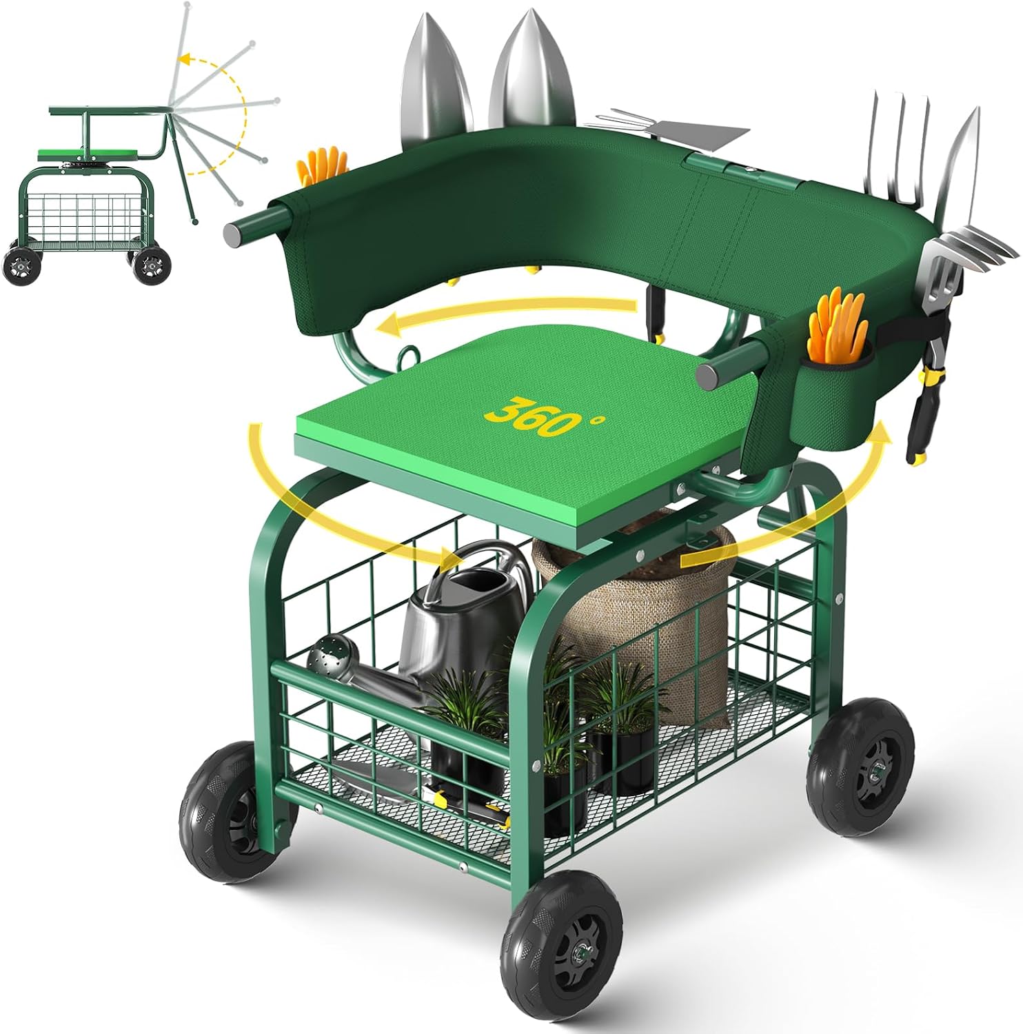 Garden Seat with Wheels, Rolli - đánh giá và giá Gardening Tools For Seniors