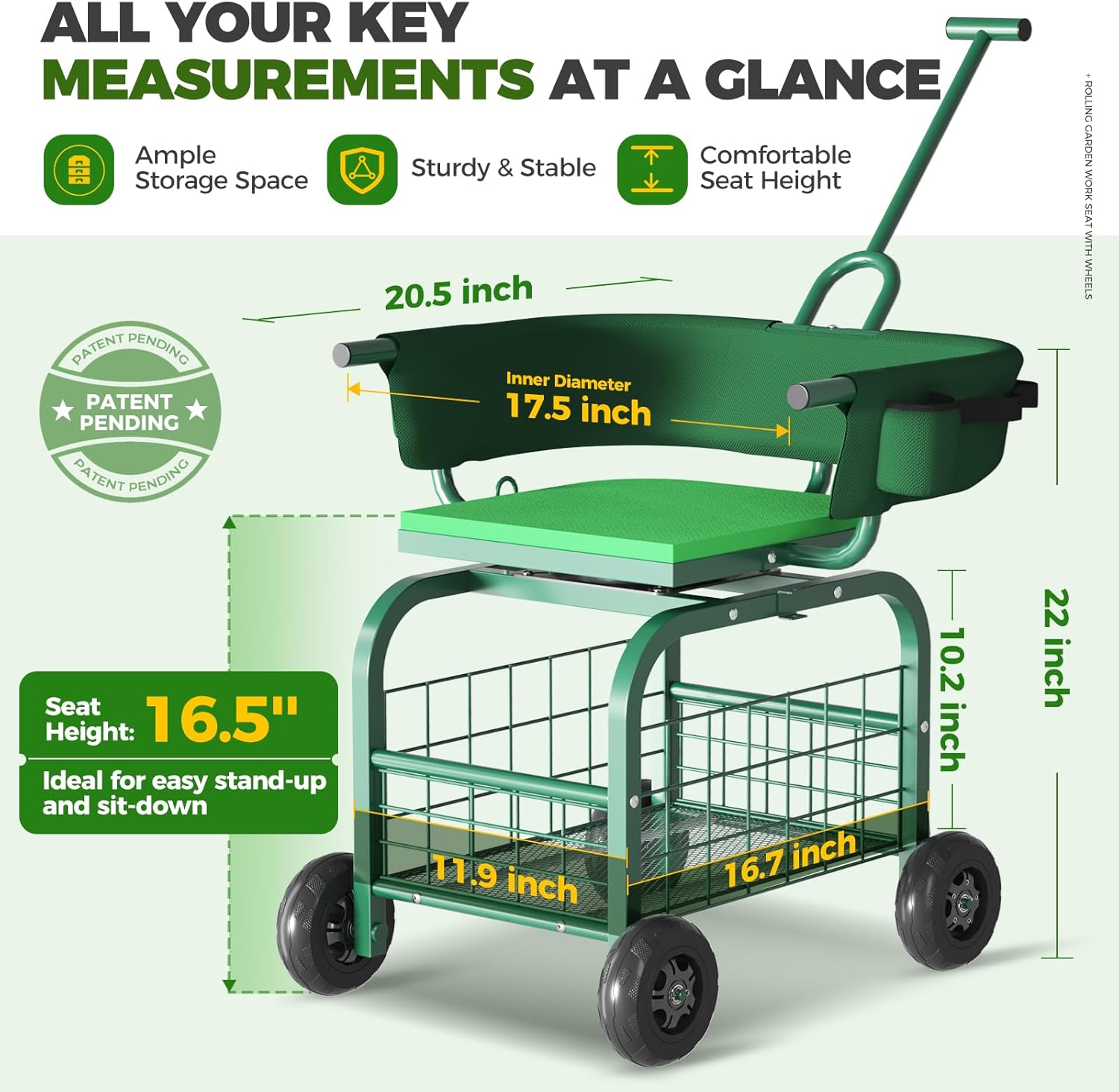 Garden Seat with Wheels, Rolli - đánh giá và giá Gardening Tools For Seniors