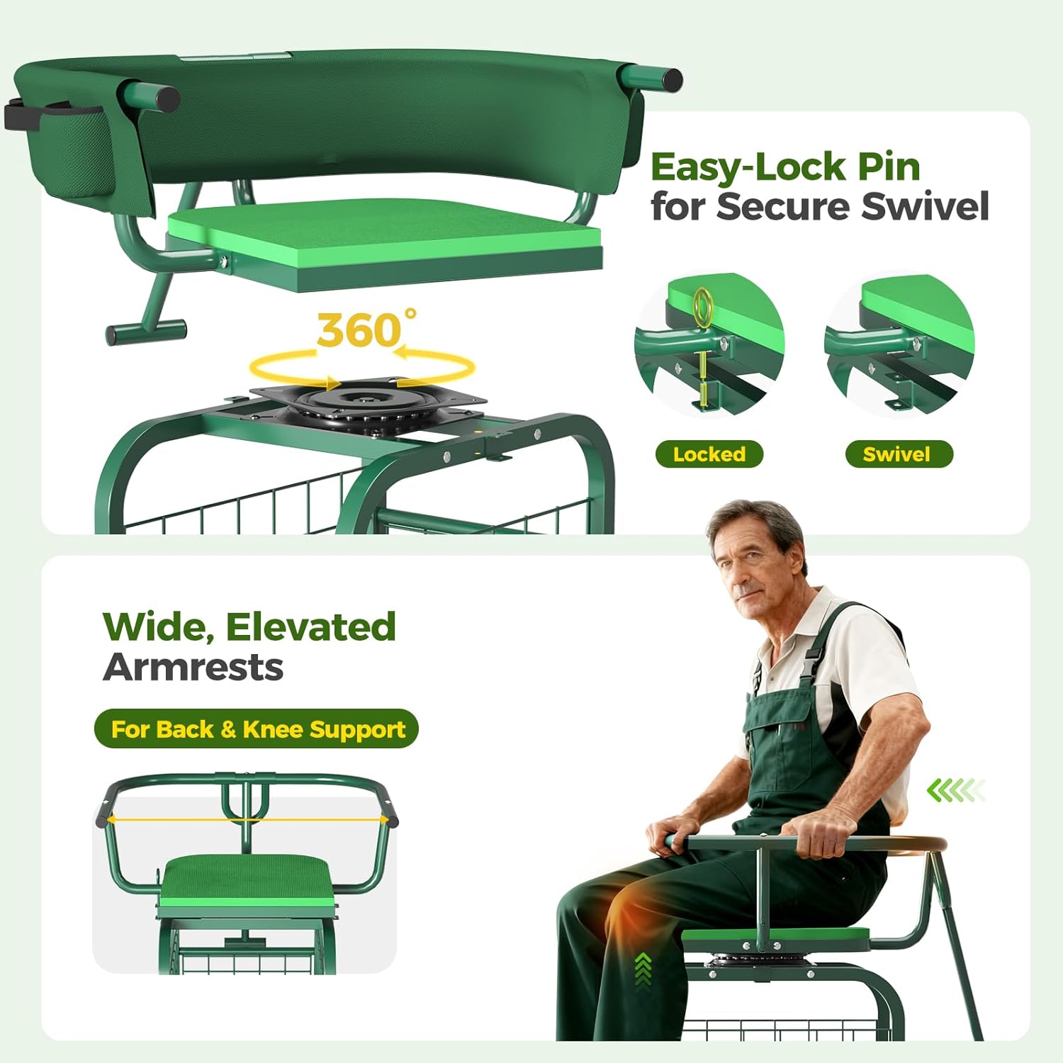 Garden Seat with Wheels, Rolli - đánh giá và giá Gardening Tools For Seniors